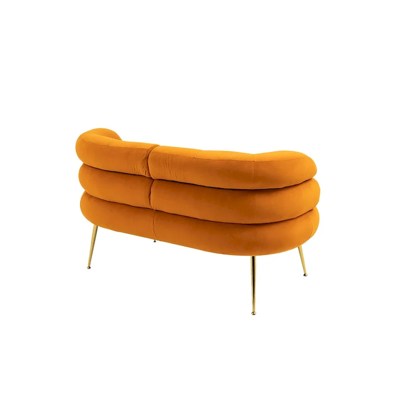 Velvet Upholstered Tubulous Accent Long Chair With Golden feet