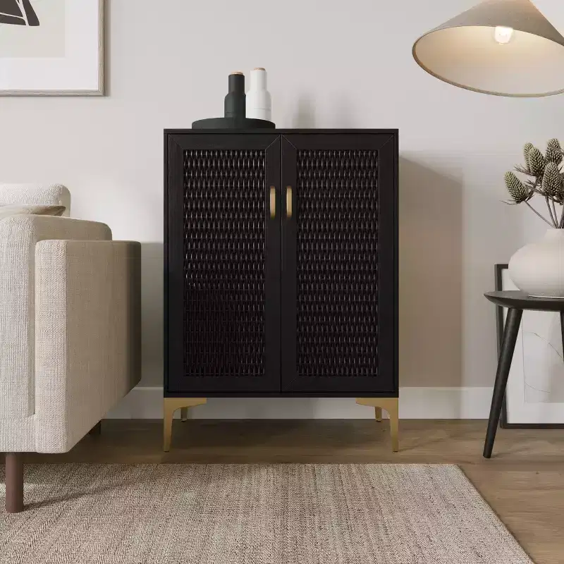 Rolliston Two-Door Bar Cabinet - Black - SEI