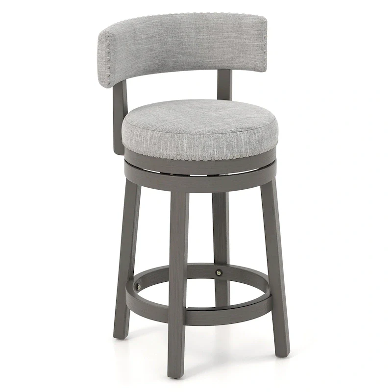 Swivel Bar Stool - Gray Upholstered - 27