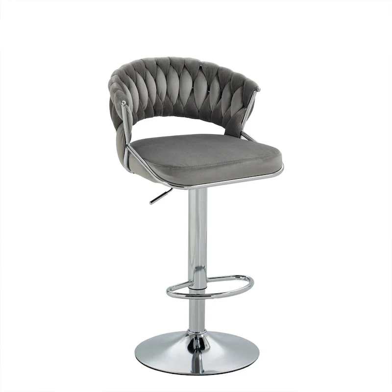 Set of 2 Bar Stool Adjustable Height with Swivel Seat