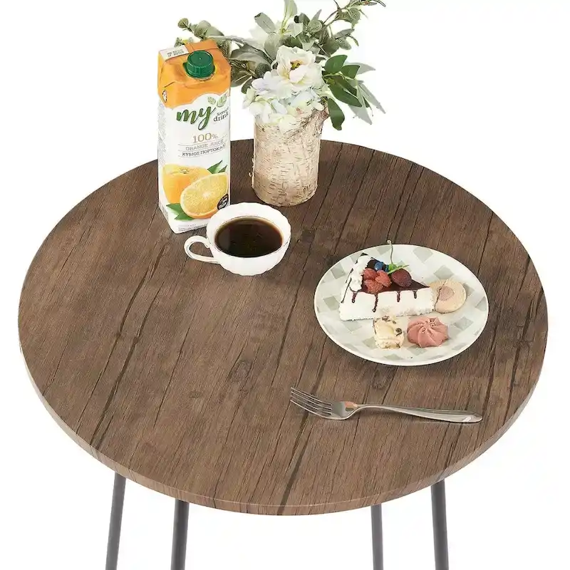 35.4  High Round Bar Table, Industrial Style Wood Top Bistro Pub/Breakfast Table