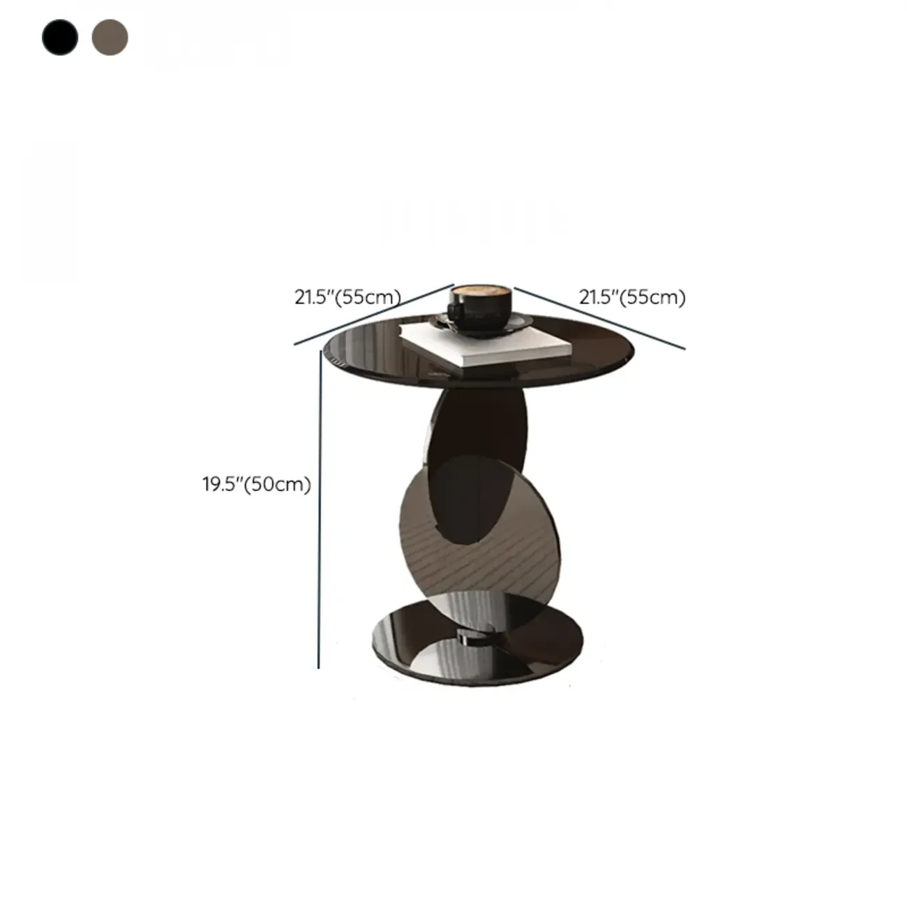 Modern Round Glass Top Stainless Pedestal Side Table