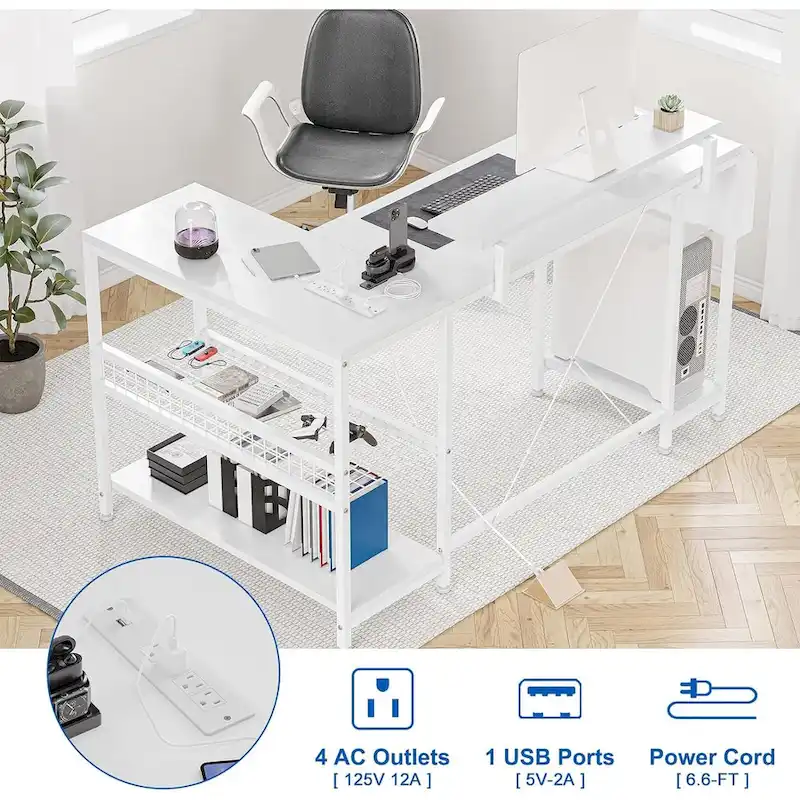 Small Gaming Desk with Power Outlets