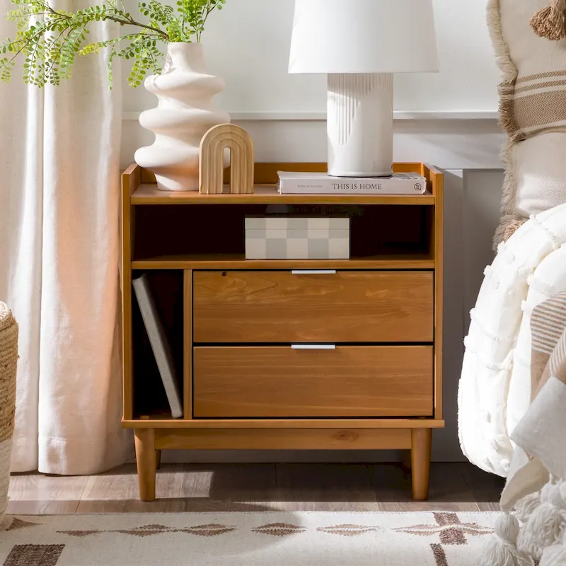 Middlebrook Modern Gallery Top Solid Wood Nightstand