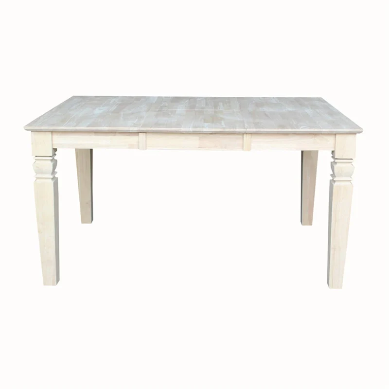Solid Wood Unfinished Dining Table with Butterfly Leaf – Butcher Block Top, Extends to 58