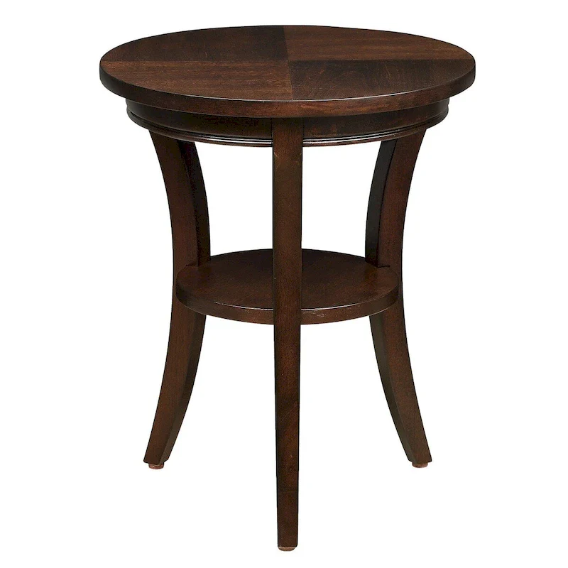 Wood Round End Table with Open Shelf
