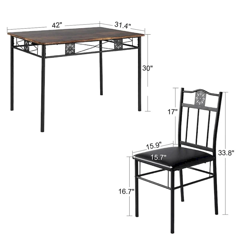 VECELO 3/5-piece Mid-century Dining Table Set with Upholstered Chair