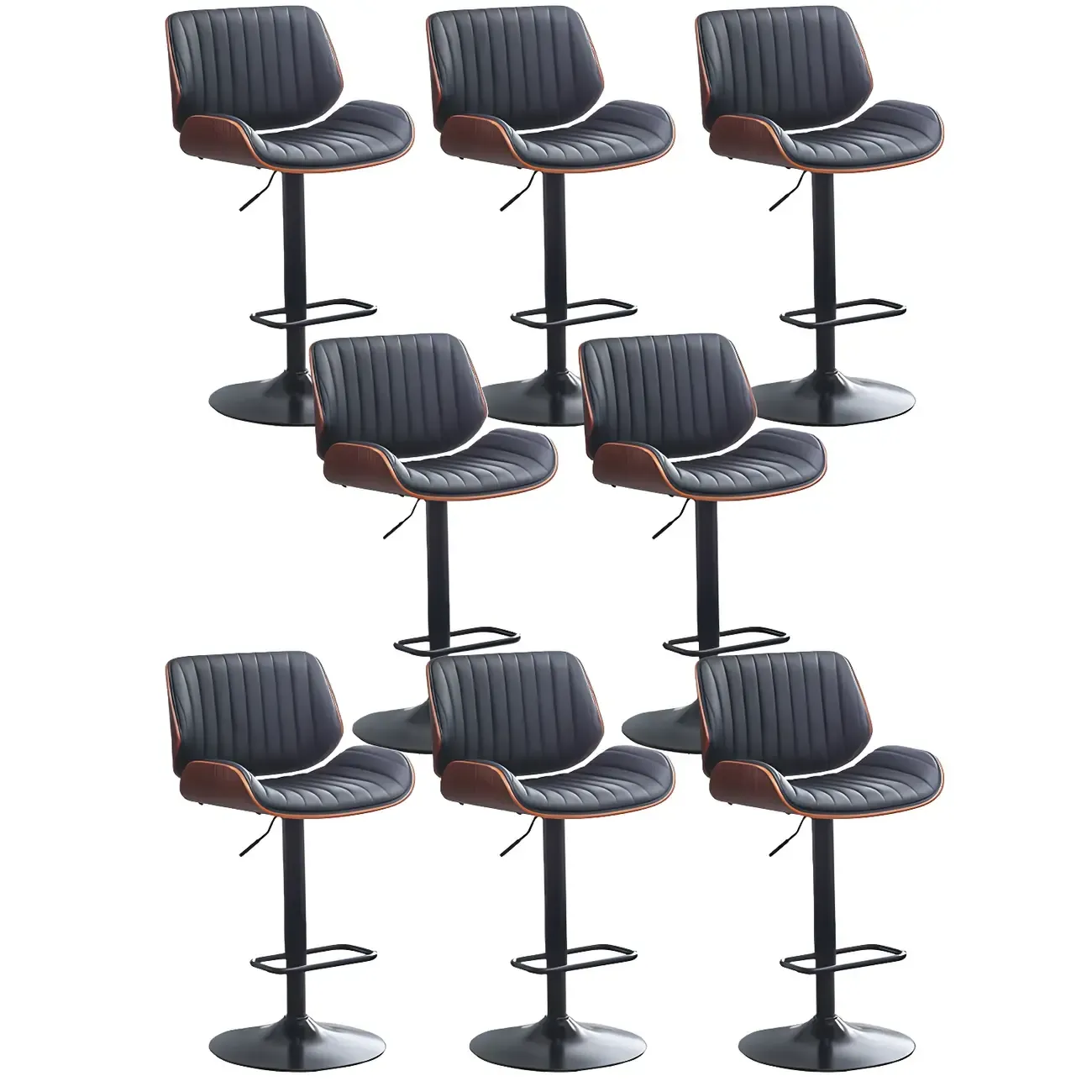 Elegant Wood Leather Red Swivel Adjustable Bar Stool