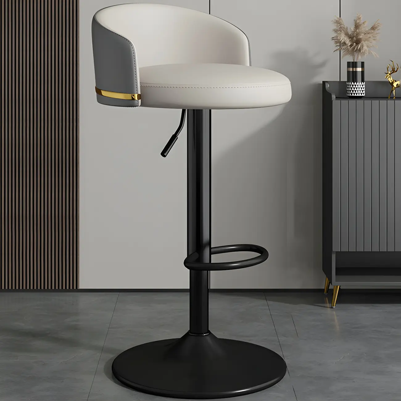 24 Inch Faux Leather Bar Stool Height Adjustable Modern