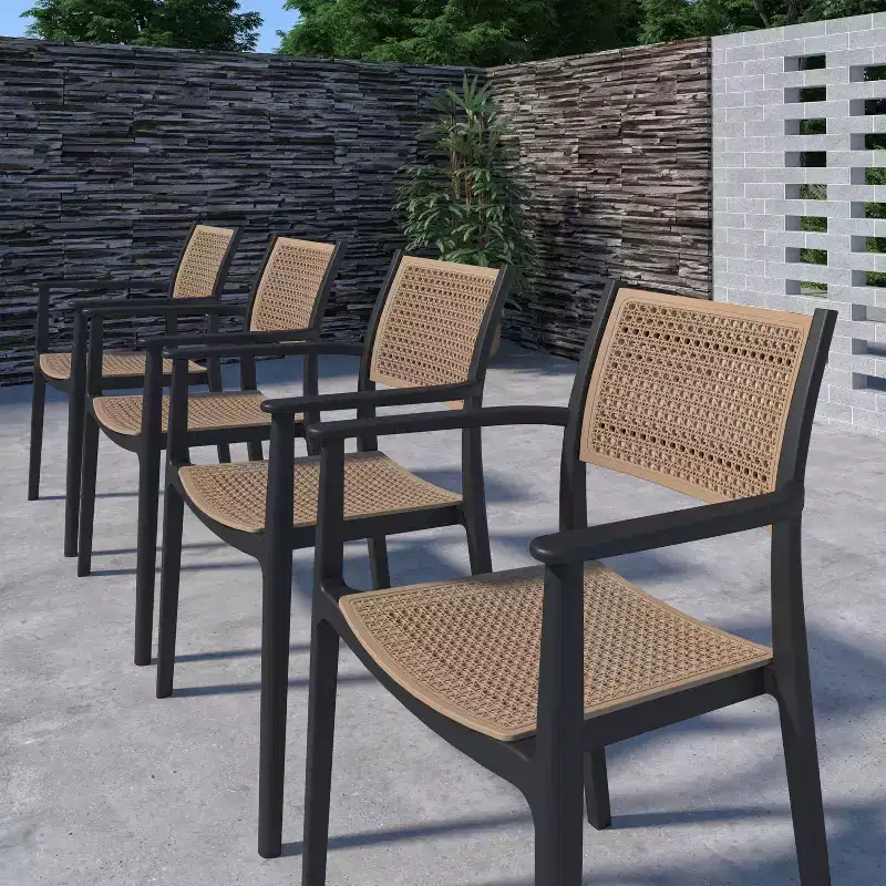 Amazonia Samba 3pc Cane Patio Bistro Set Black