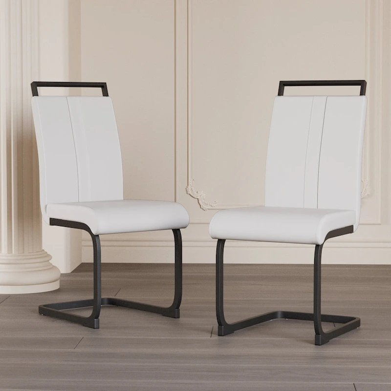 High Back Upholstered Side Chair with C-shaped Tube
