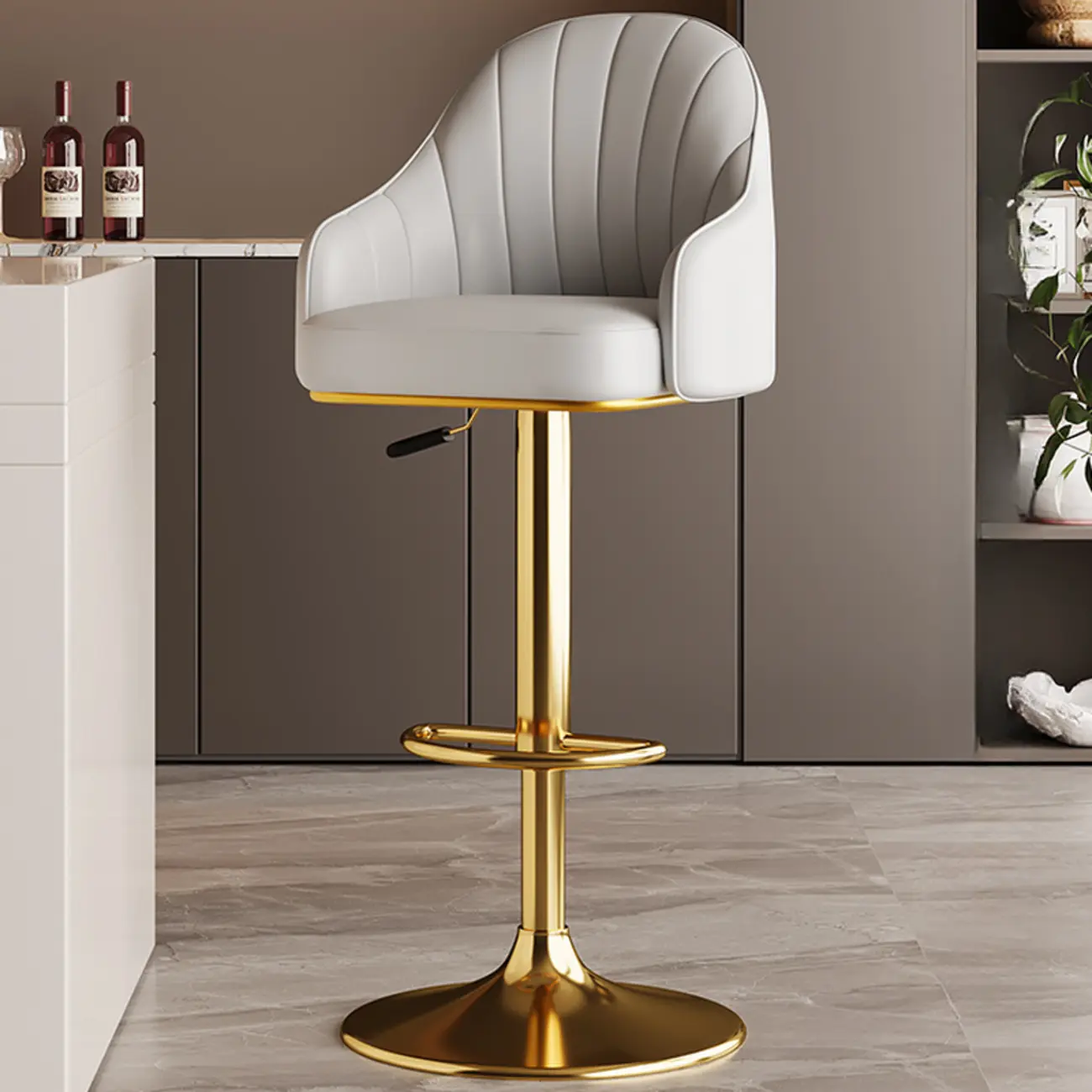 Low Back Adjustable Modern Leather Swivel Bar Stool