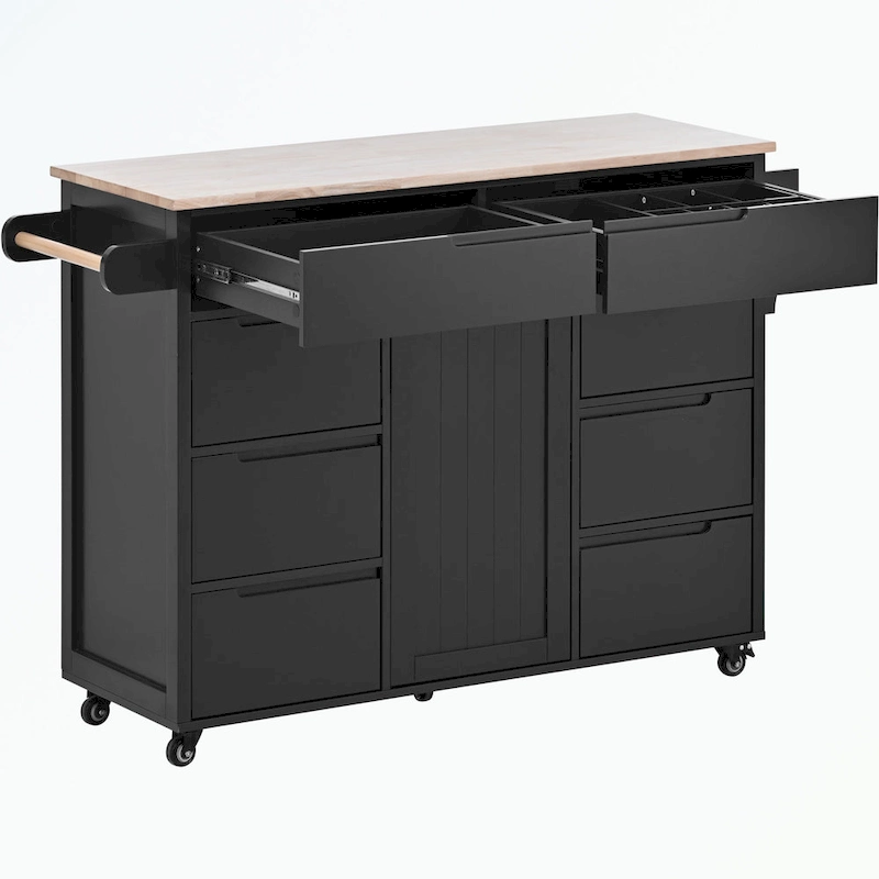 Kitchen Cart with Rubber Wood Countertop