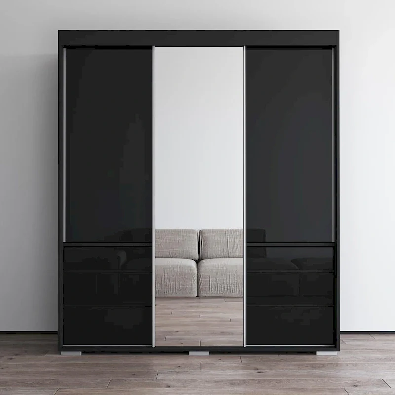 Monaco 3-door Modern 71-inch Wardrobe with Mirror