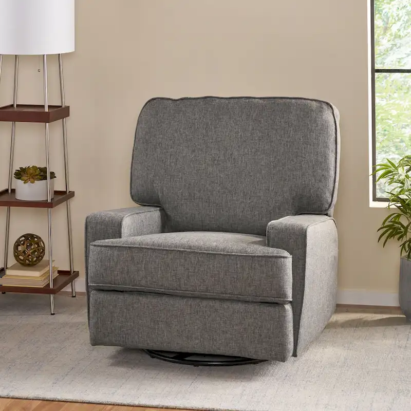 Charcoal/Navy Tweed Traditional Glider Recliner with Swivel, 1-Person