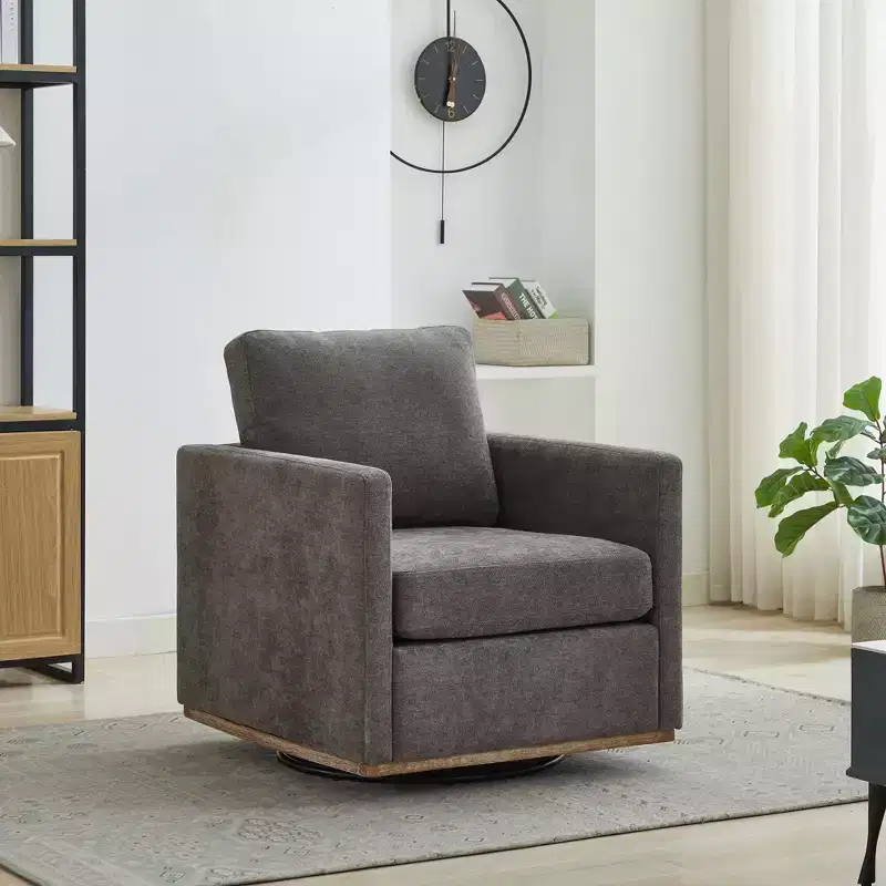 Okak 360 Degree Modern Accent Chair, 30.7W Square Upholstered Swivel Accent Chair and Comfy Accent Single Sofa Chair, Lounge Armchair