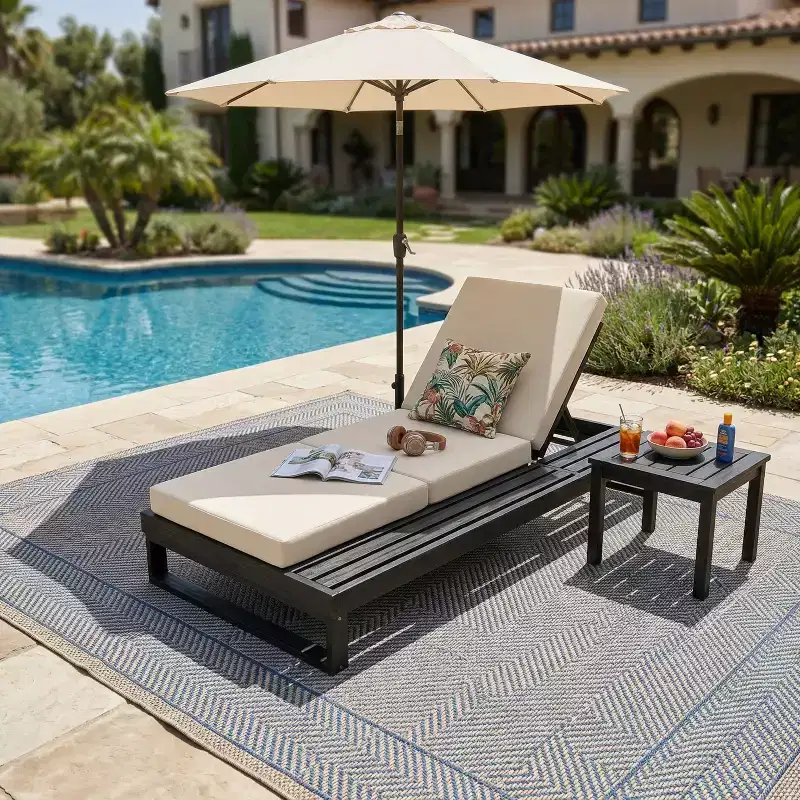 Christopher Knight Home Hudson Patio Modern Acacia Wood 4-Position Adjustable Chaise Lounge with Cushion