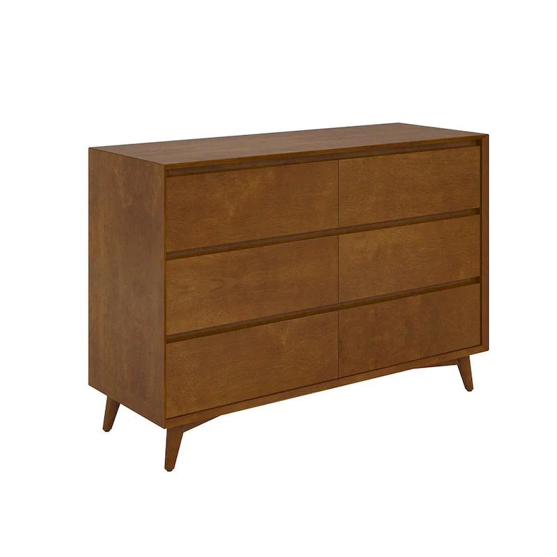 Raffaele Mid-century 6-Drawer Dresser with Solid Wood Legs by HULALA HOME