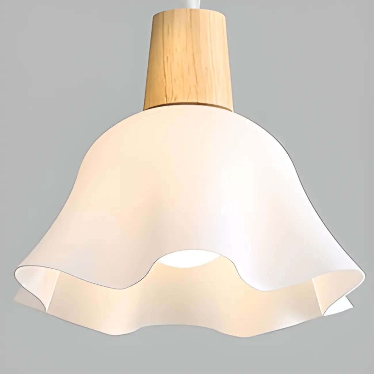 3 Lights Elegant Wooden Island Light with Acrylic Flower Shade