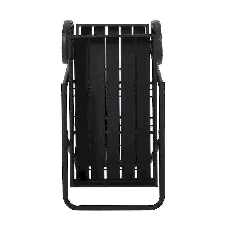 Modern Industrial Bar Cart with Iron Frame, Wheelbarrow-Inspired Design, Wine Bottle Holders and Mobile Rolling Wheels