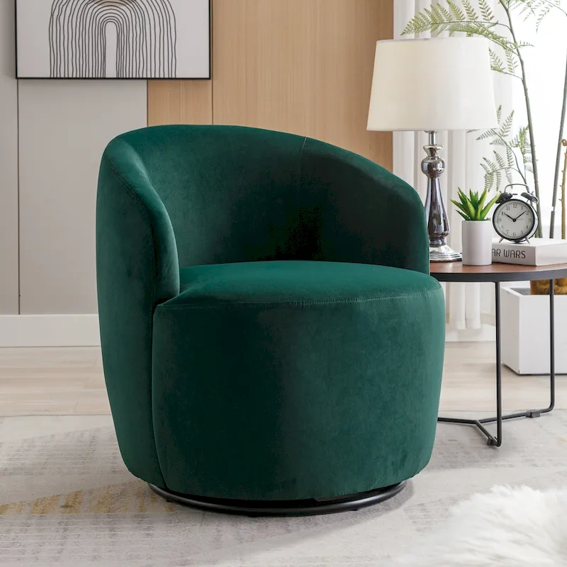 25.6 Swivel Barrel Chair with Black Coating