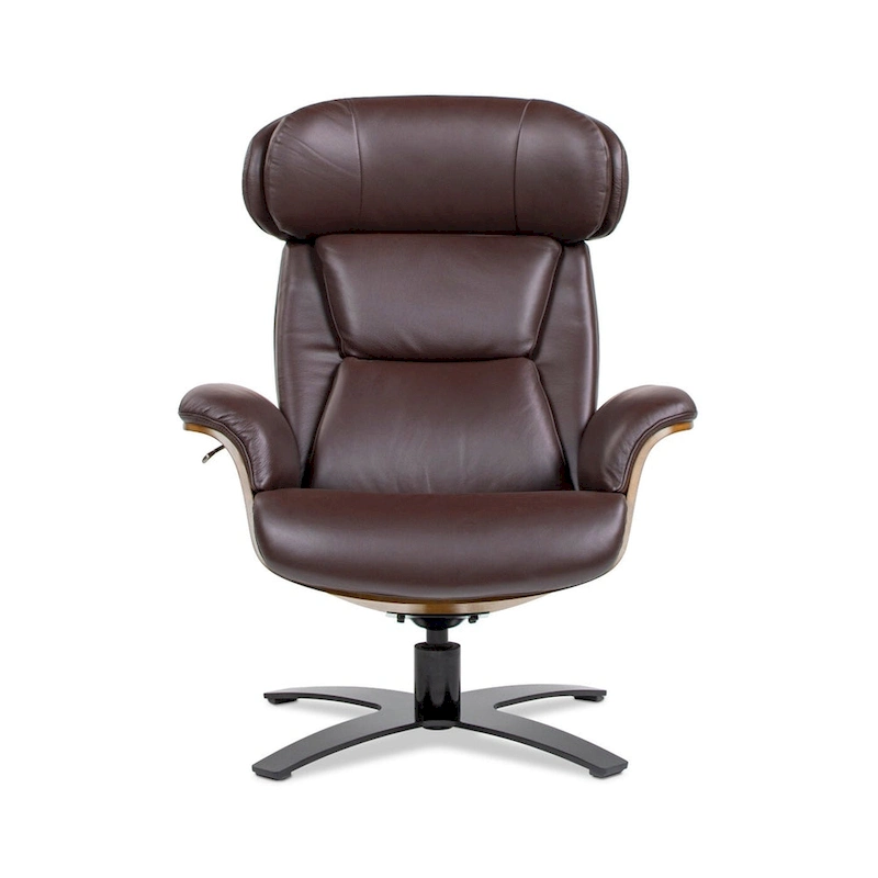 Jovan 31.5 Curved Wood Genuine Leather Recliner Lounge Chair
