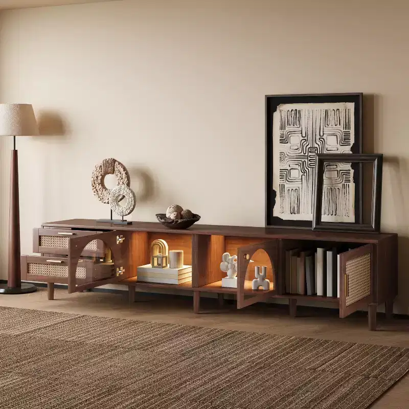 86 TV Stand for Up to 90 TVs, Entertainment Center TV Console Modern Media Console with App-Controlled LED Lights, Dark Brown - ModernLuxe