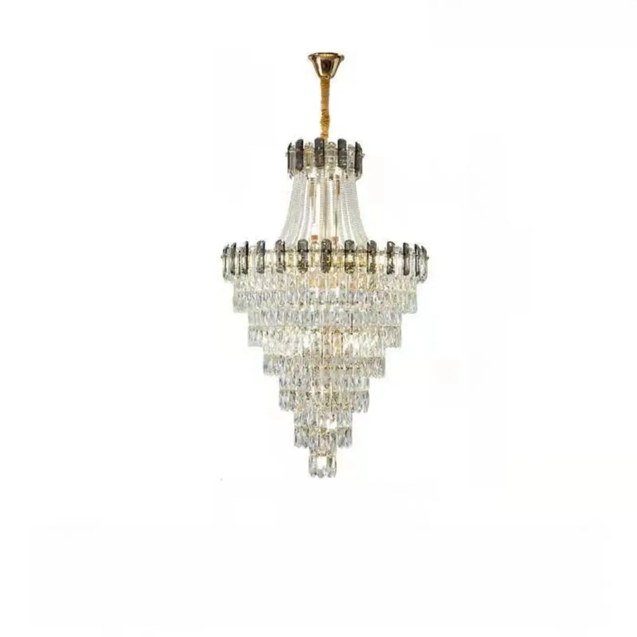 Luxury Long Cascading Crystal Gold Chandelier
