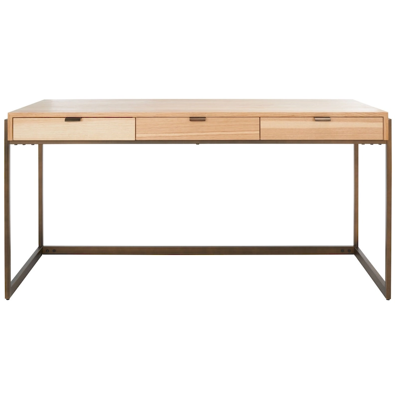 SAFAVIEH Couture Radunka 3-Drawer Smoked Eucalyptus Writing Desk