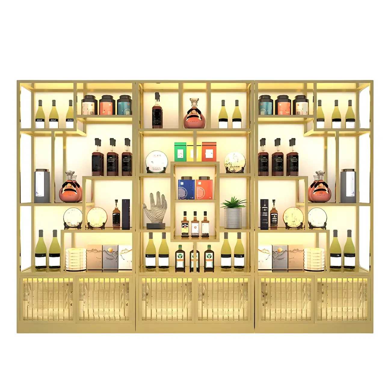 Glam Freestanding Gold Tall Metal Wine Rack