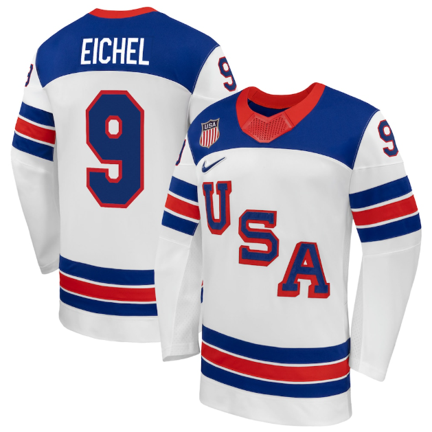USA Hockey Jack Eichel White 2026 Away Jersey