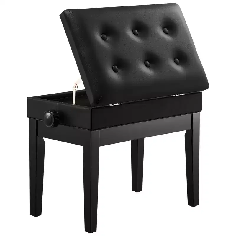 VEVOR Piano Bench, 22 x 13 x 19.3, Keyboard Piano Chair with 19.3-22.8 Adjustable Height, Padded Cushion, Storage Compartment, Black