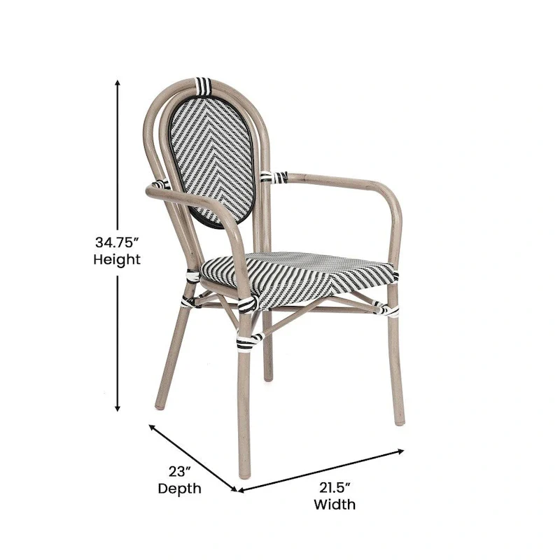 4 Pack All-Weather Commercial Paris Chairs with Arms and metal Frames - N/A