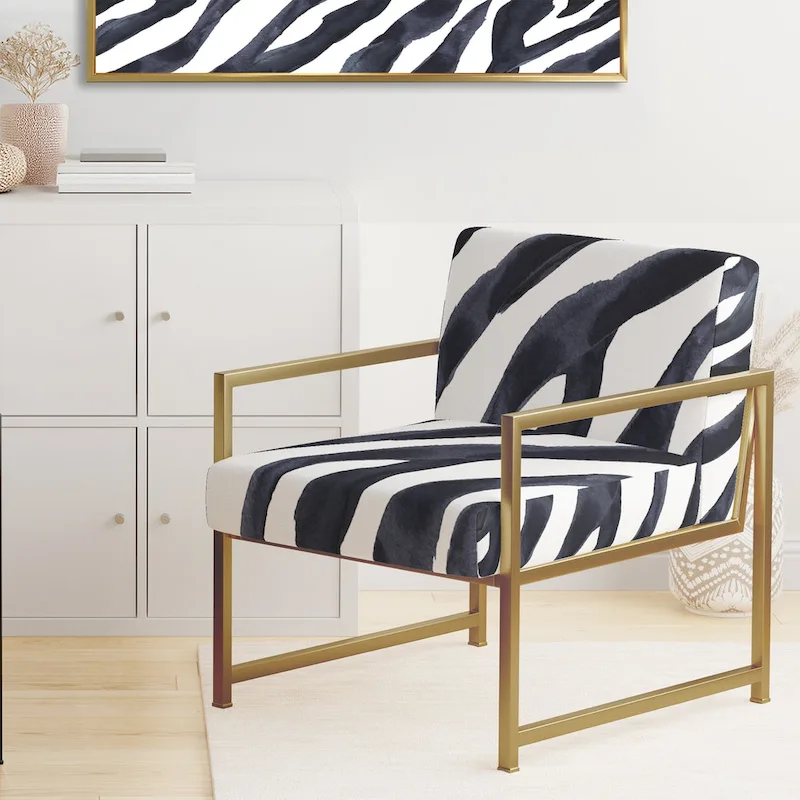 Designart Zebra Striped  Upholstered Cabin & Lodge Accent Chair and Arm Chair