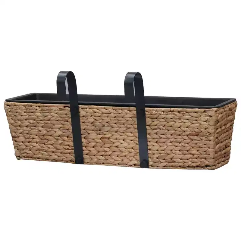 vidaXL Railing Planters Balcony Deck Planters with Inner 2 pcs Water Hyacinth