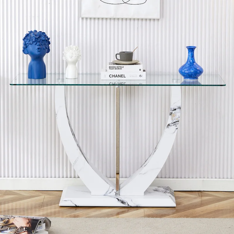 Modern and simple rectangular glass console table