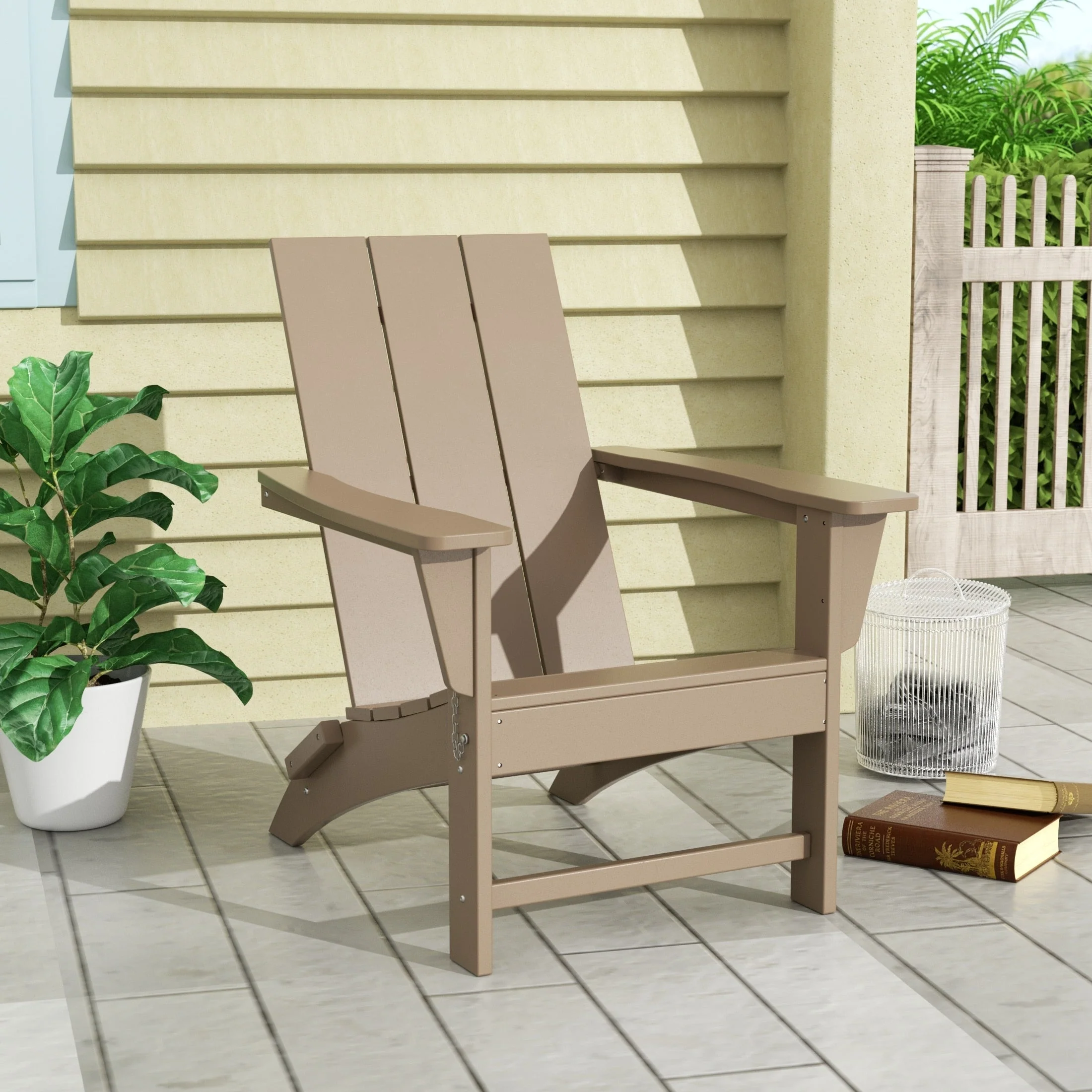Polytrends Shoreside Modern Eco-Friendly All Weather Commercial-Residential Folding Adirondack Chair