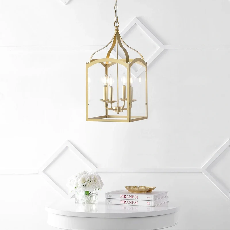 Ruth 11  4-light Lantern Metal/Glass LED Pendant by JONATHAN Y
