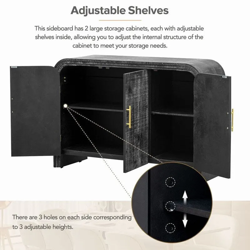 47.2 W Sideboard with Gold Handles and Adjustable Dividers - N/A