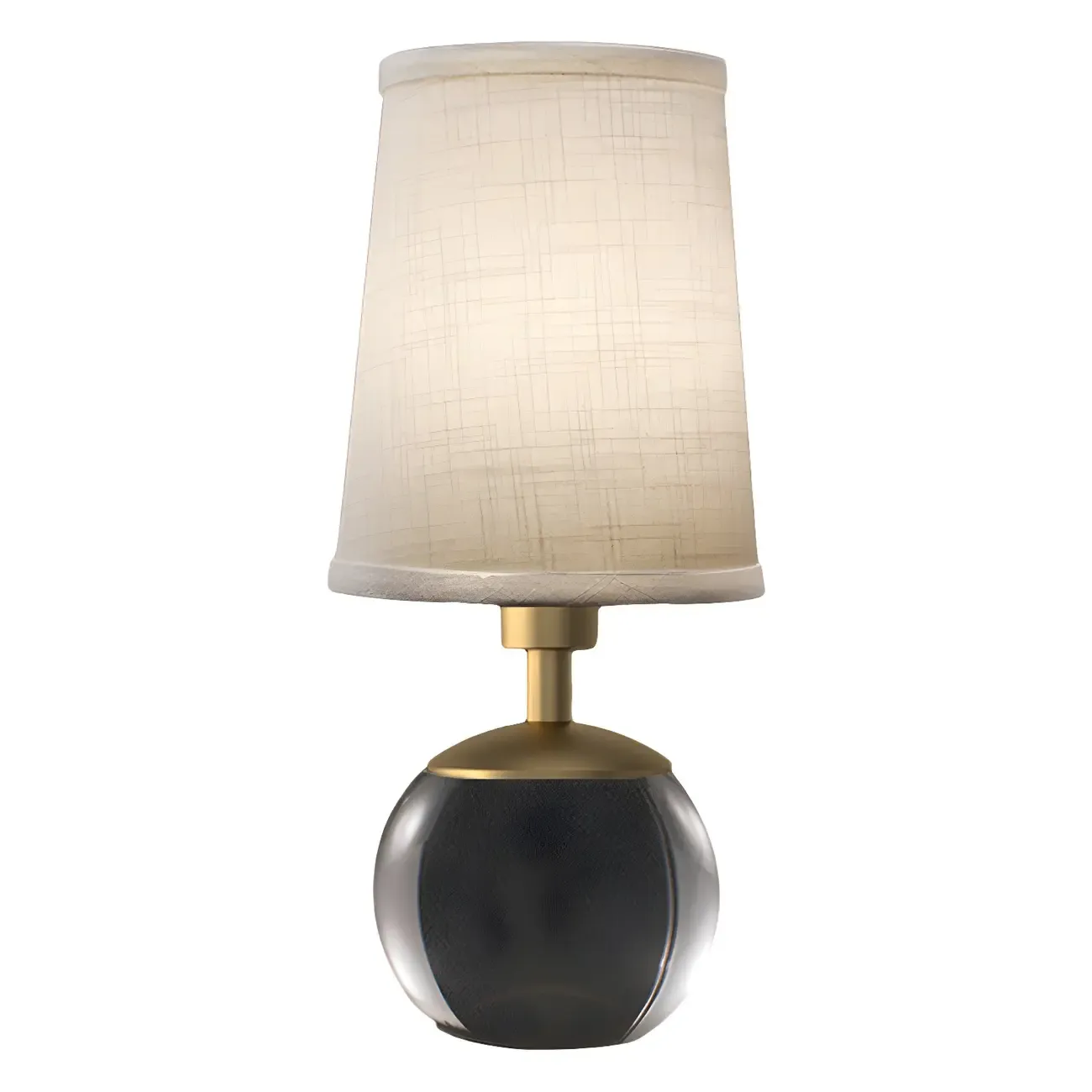 Elegant Clear Glass Bedside Lamp White Geomatric Shade