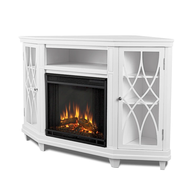 Lynette 56 TV Stand Electric Fireplace White by Real Flame