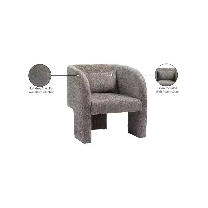 Grey / Navy Chenille Fabric Accent Chair with Arms – Seats 1