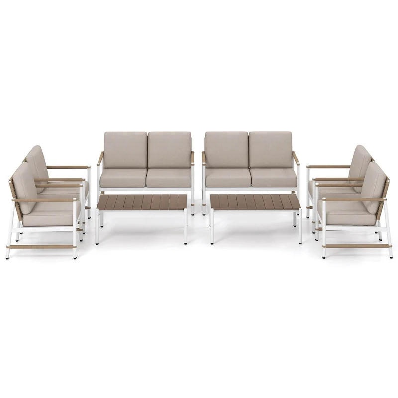 Costway 4/8 PCS Patio Furniture Set Patio Loveseat Sofa with a Coffee