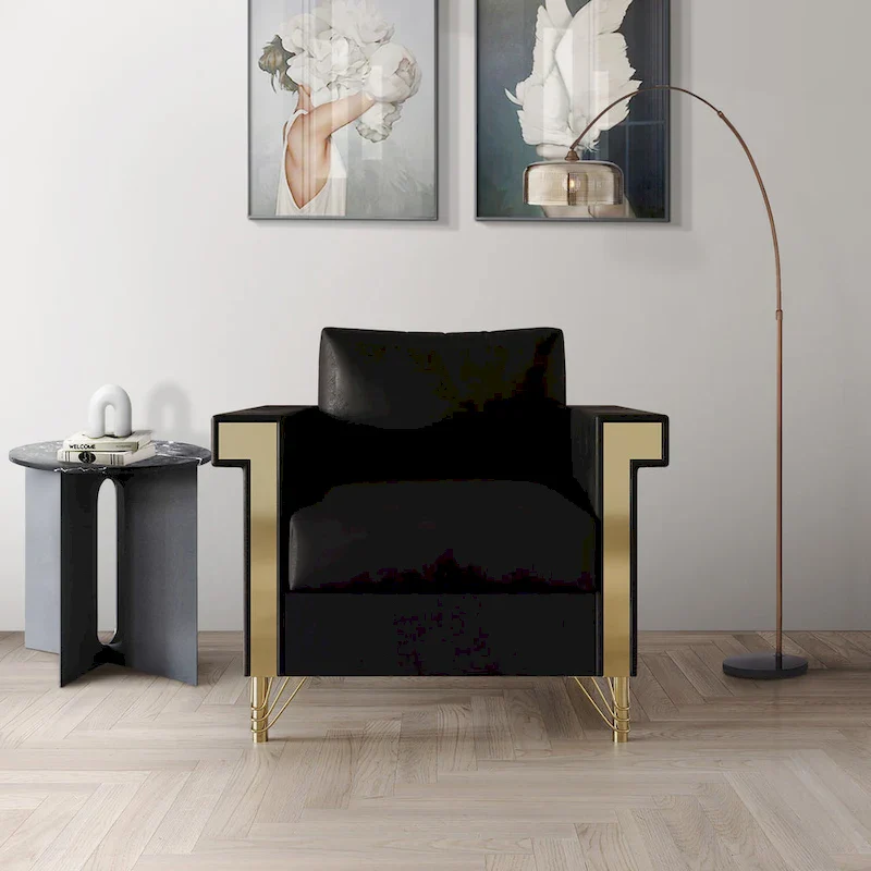 Velvet Upholstered Accent Armchair