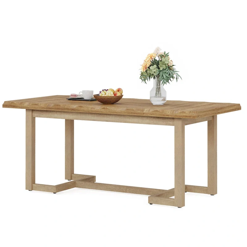 62.2-inch Rectangular Dining Table with Solid Wood Legs for Kitchen