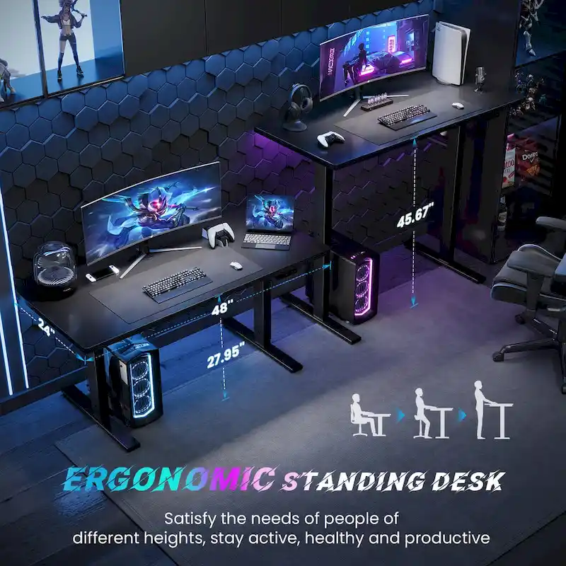 SIAGO 48 x 24 Inch Computer Desk Height Adjustable Electric Sit Stand Up Desk