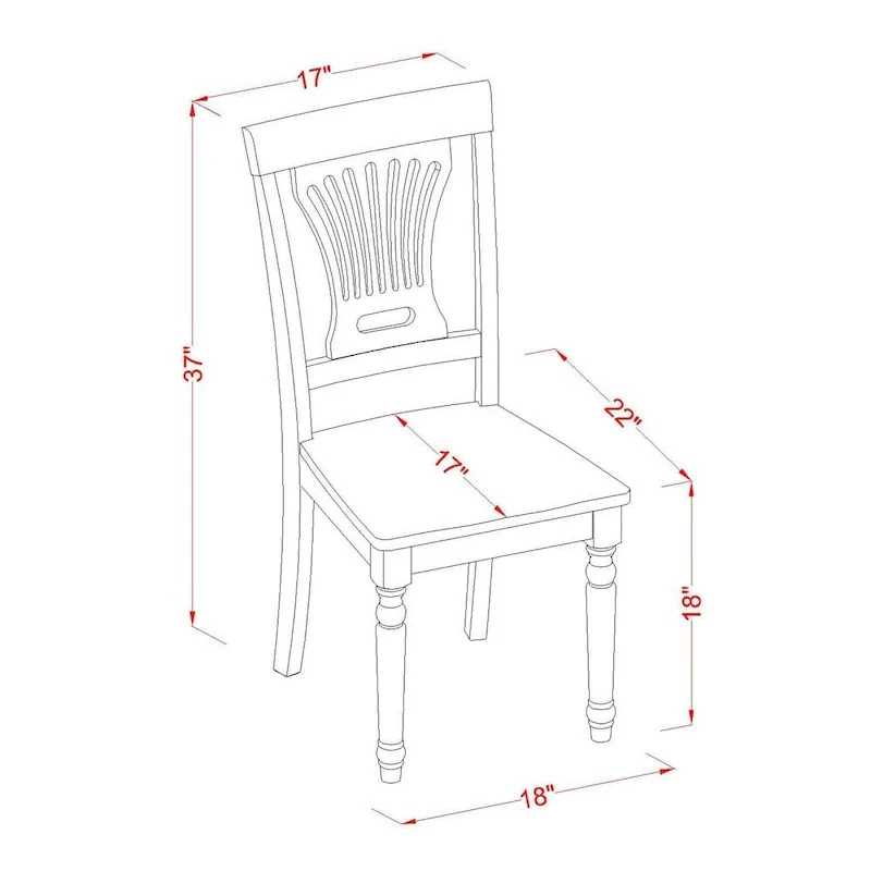 East West Furniture Plainville Kitchen Dining Chairs - Solid Wood Chairs, Set of 2, Buttermilk & Cherry (Chair Seat Option)