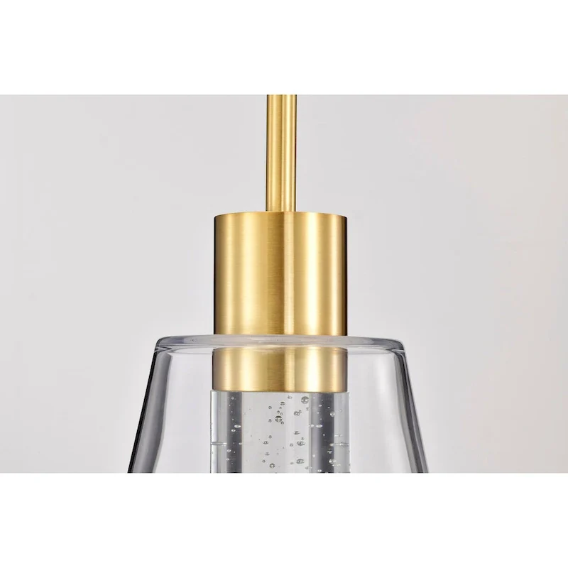 Aura 7 Inch LED Pendant Brushed Brass K9 Bubble Crystal 3000K CCT - Brushed Brass