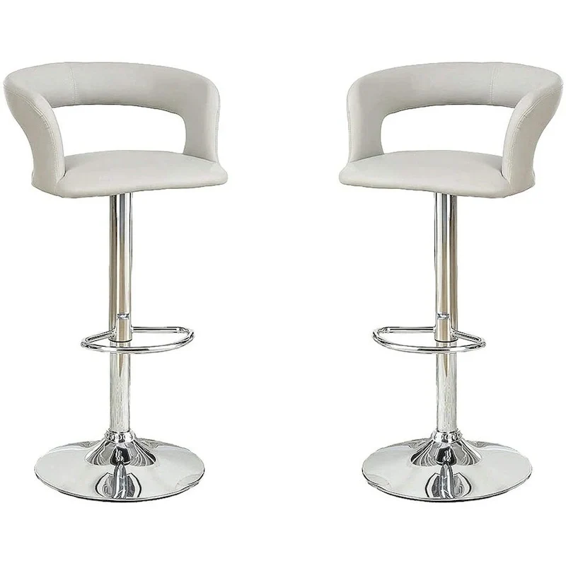 Counter Height Bar Stool Set of 2, Adjustable Swivel Bar Stool with Hollow Back, Kitchen Island Stools with Armrests