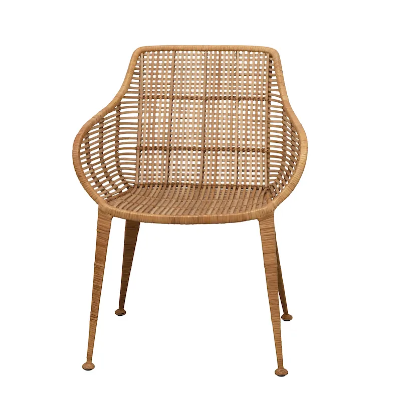 Rattan and Metal Arm Chair
